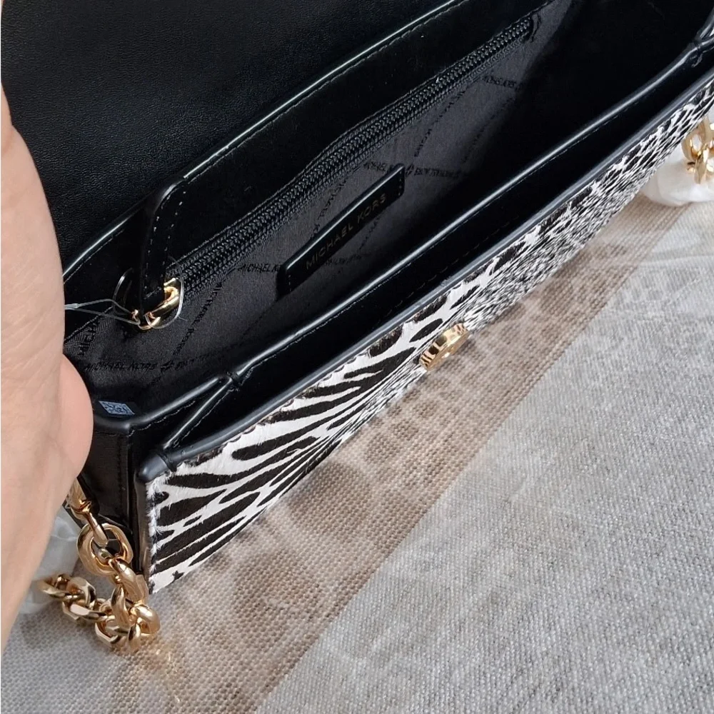 Michael Kors Black and White Animal Print Crossbody - Picture 4 of 5